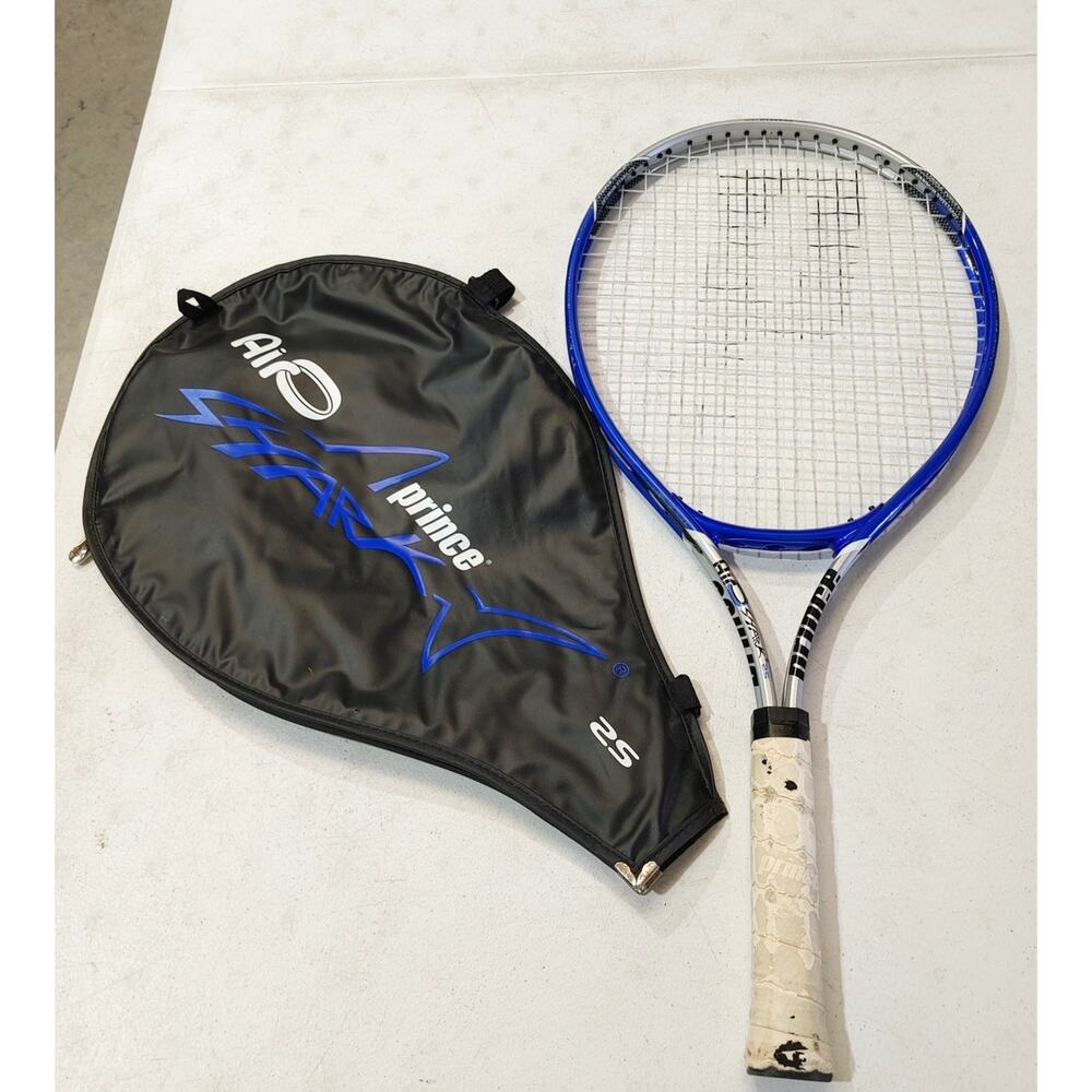 Prince Air O Shark 25 Lite Oversize Blue Silver Tennis Racquet with case